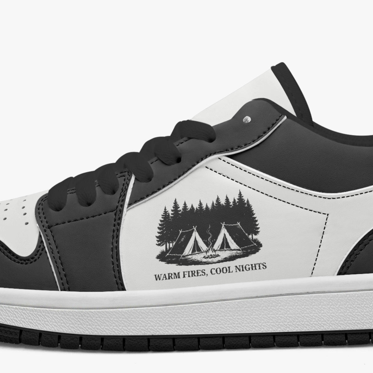 Warm Fires Cool Nights Camping Retro Low Leather Sneakers