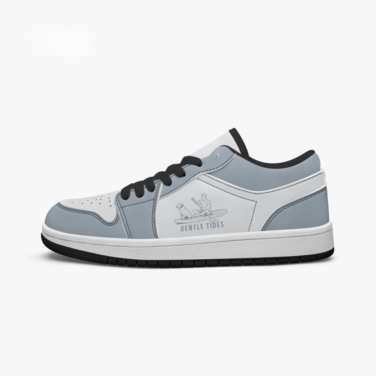 Gentle Tides Paddleboard Guy & Dog Retro Low Leather Sneakers