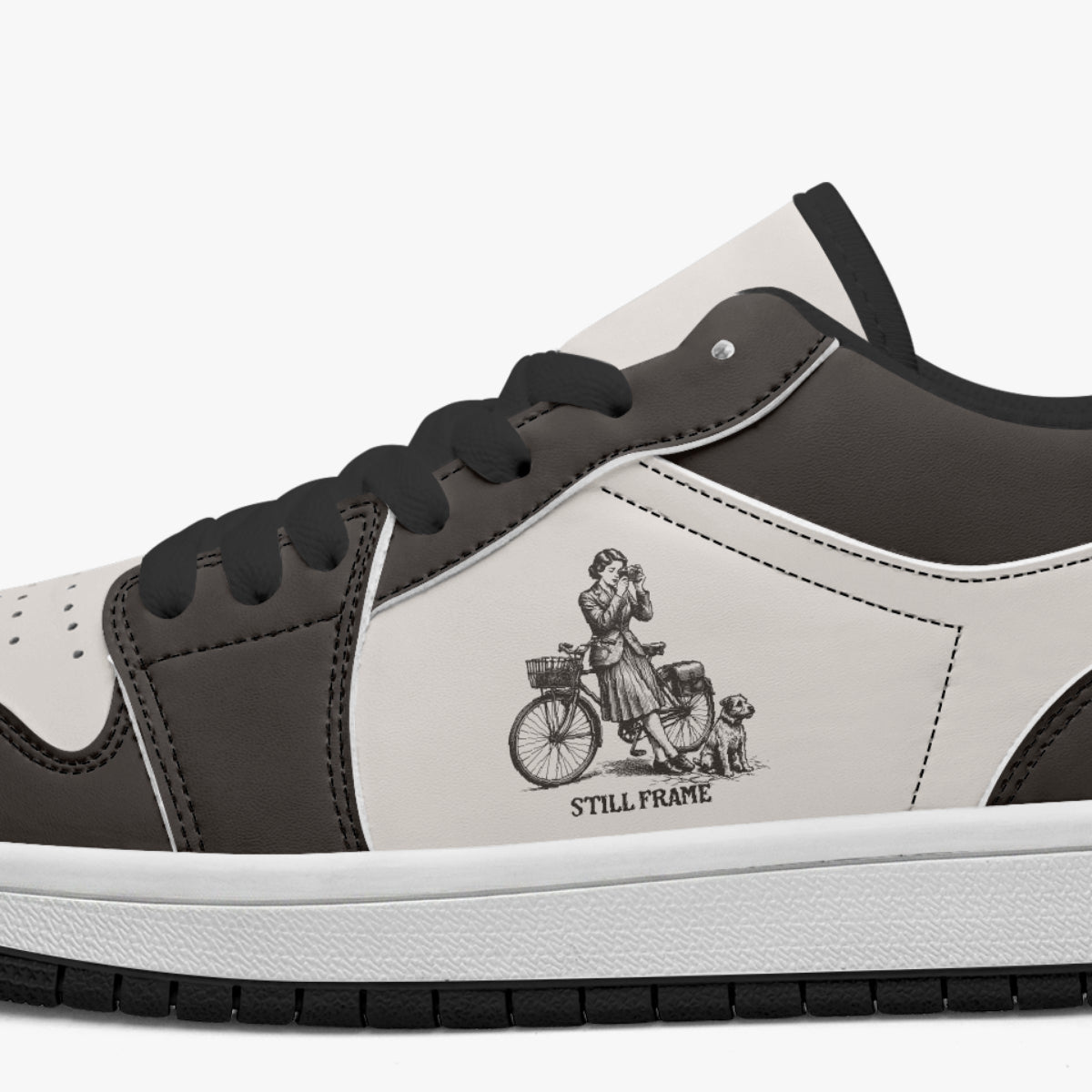 Still Frame Photographer Girl & Dog Retro Low Leather Sneakers