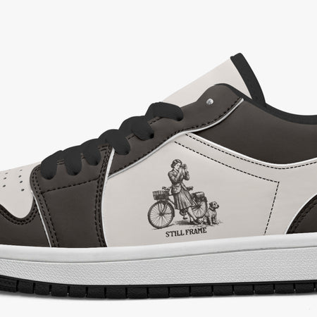 Still Frame Photographer Girl & Dog Retro Low Leather Sneakers