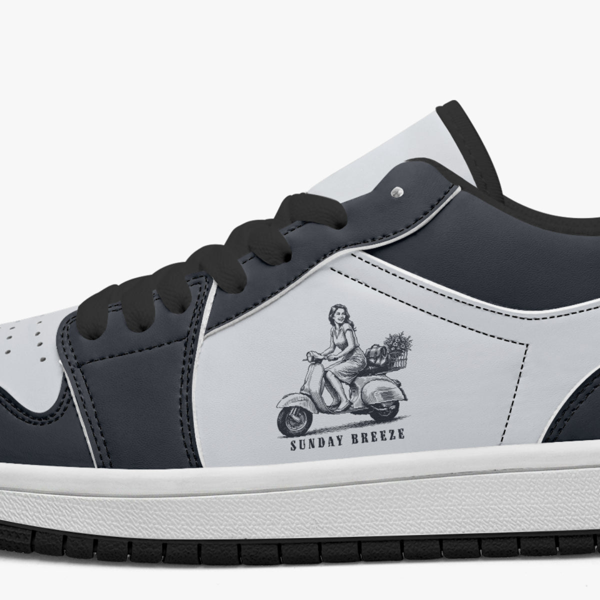 Sunday Breeze Vintage Scooter Girl Retro Low Leather Sneakers