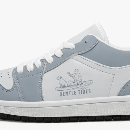 Gentle Tides Paddleboard Guy & Dog Retro Low Leather Sneakers