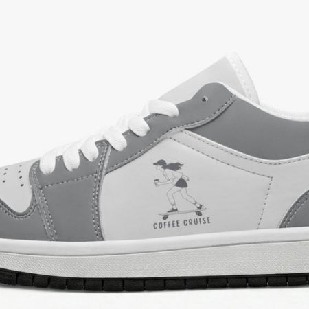 Coffee Cruise Longboard Girl Retro Low Leather Sneakers