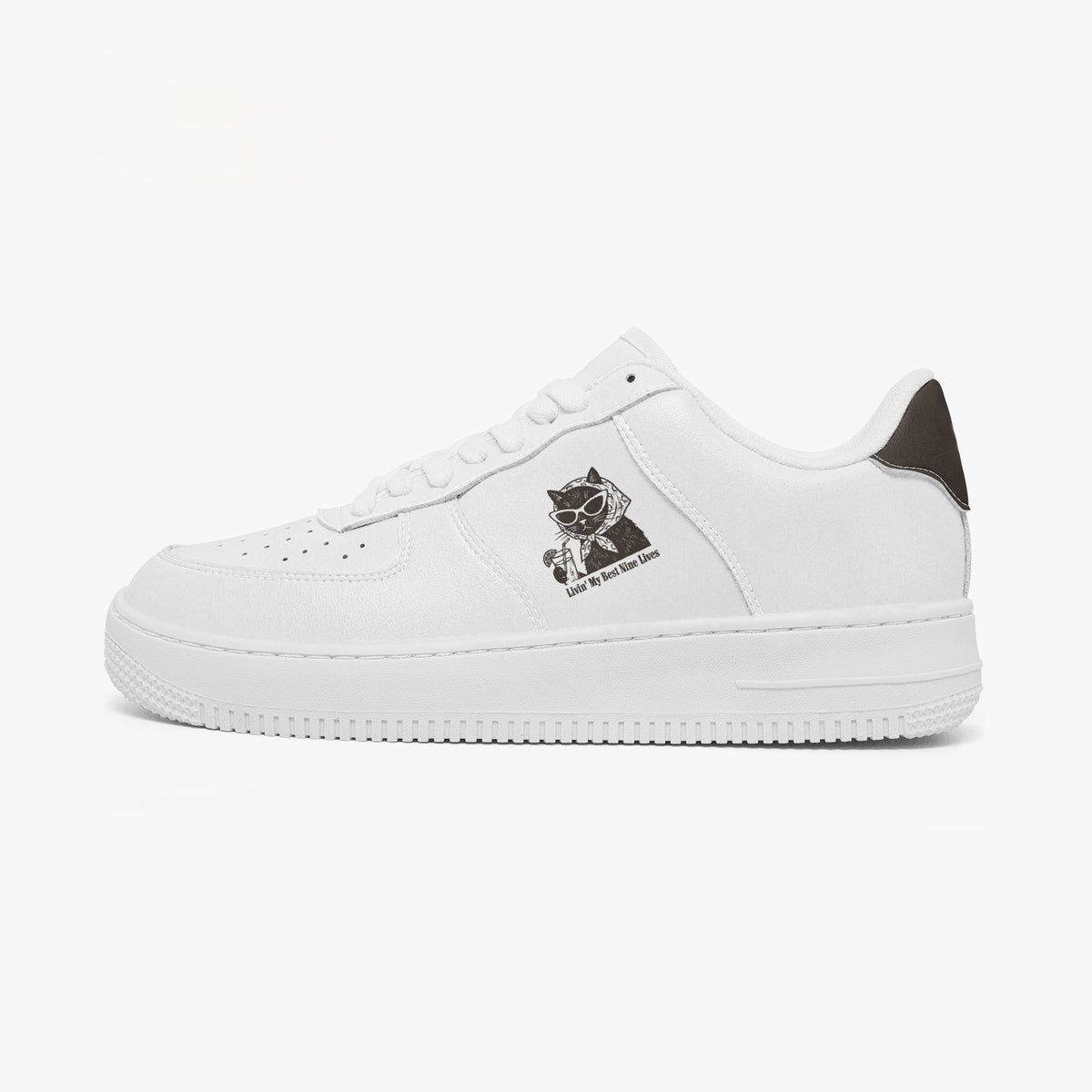 "Livin' My Best Nine Lives" Bold Sole Leather Sneakers