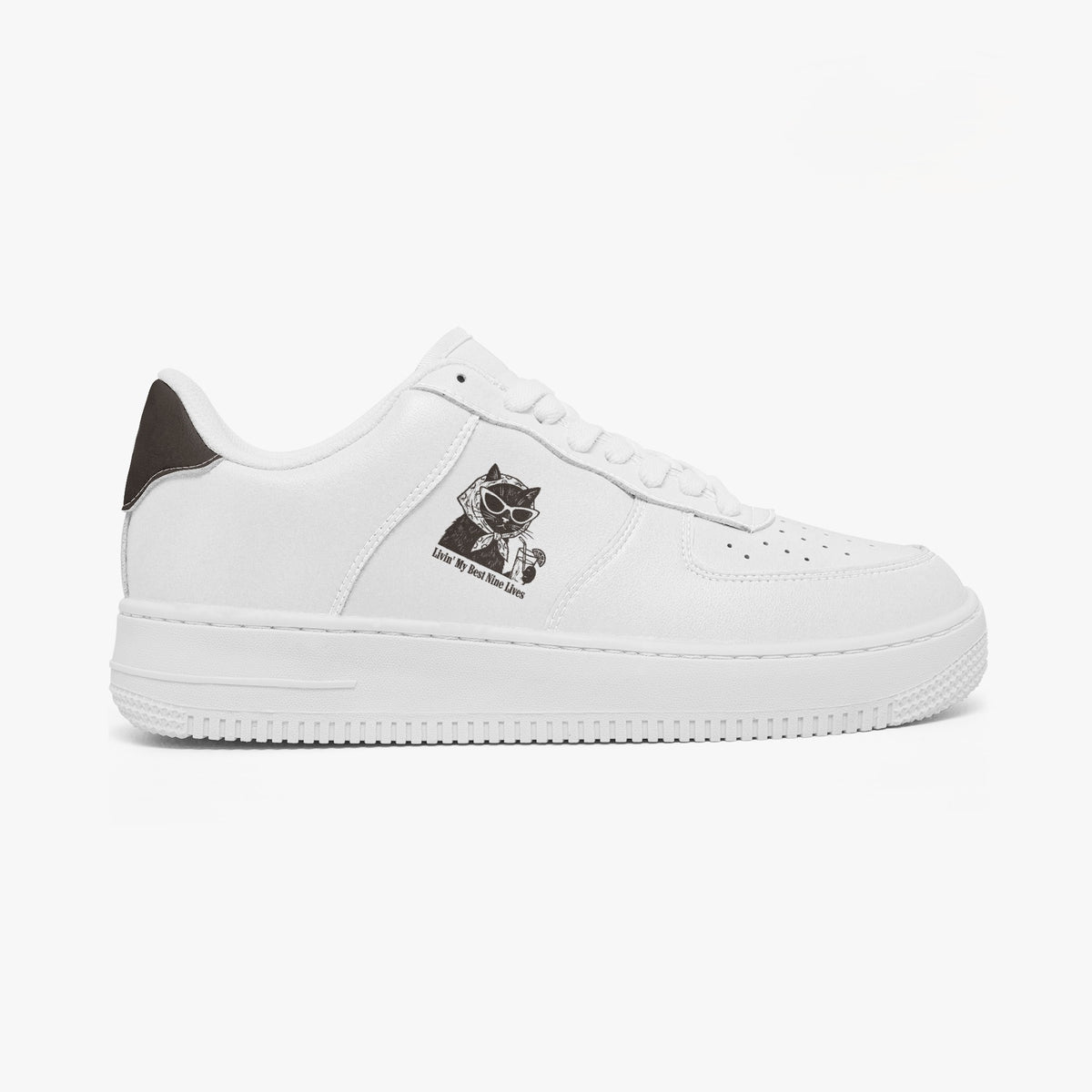 "Livin' My Best Nine Lives" Bold Sole Leather Sneakers