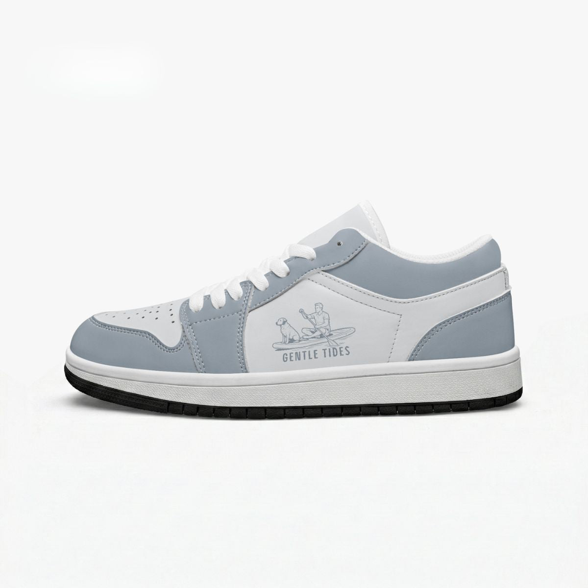 Gentle Tides Paddleboard Guy & Dog Retro Low Leather Sneakers