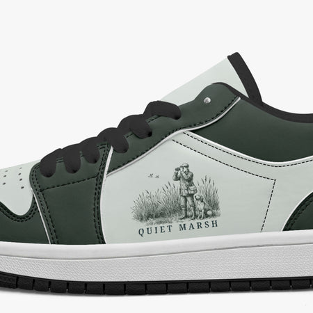 Quiet Marsh Birdwatcher & Dog Retro Low Leather Sneakers