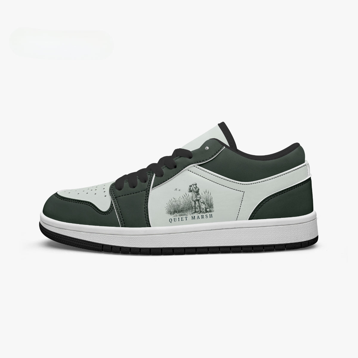 Quiet Marsh Birdwatcher & Dog Retro Low Leather Sneakers
