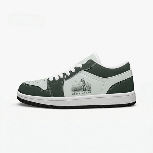 Quiet Marsh Birdwatcher & Dog Retro Low Leather Sneakers