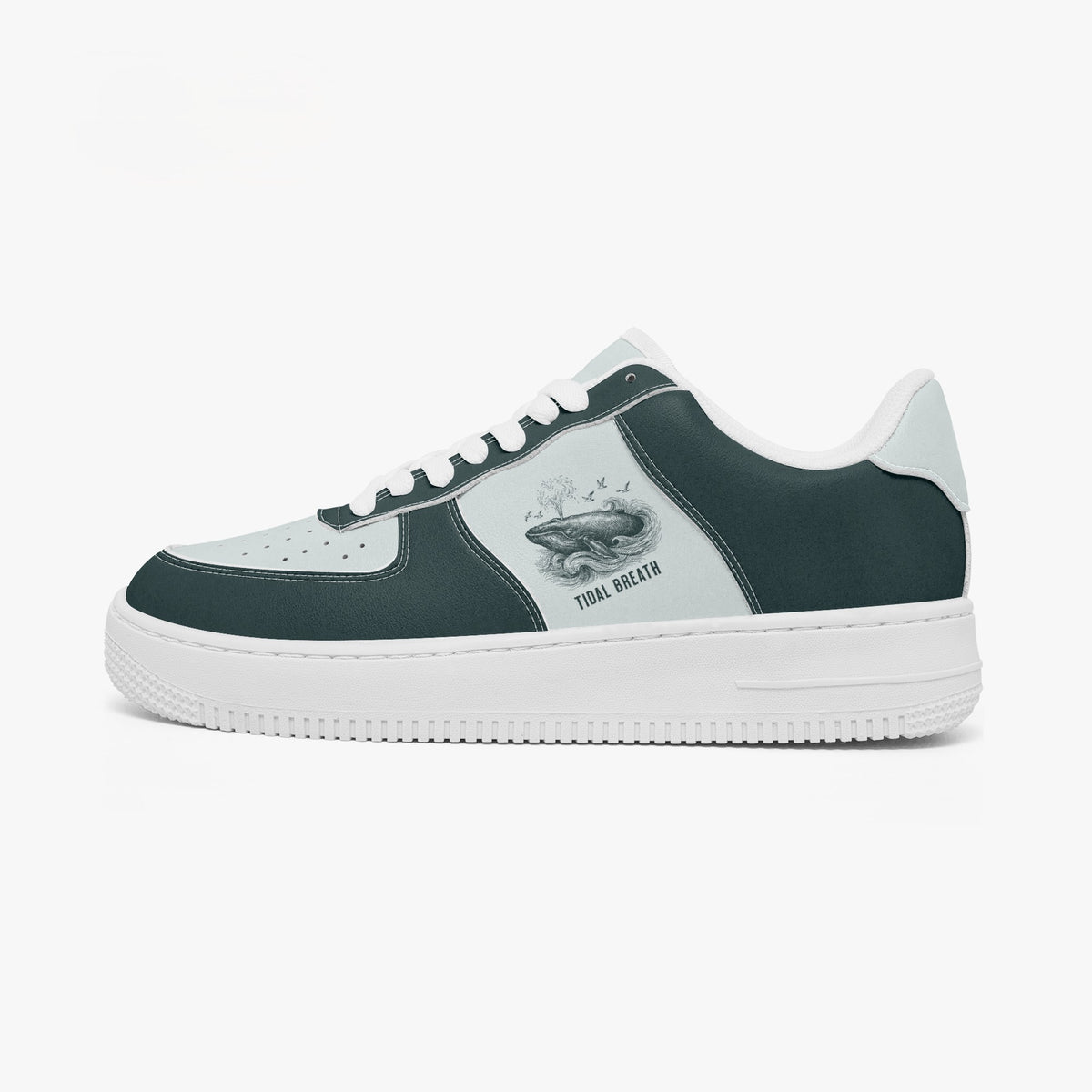 "Tidal Breath" Whale Bold Sole Leather Sneakers